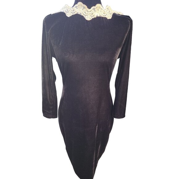 Wow Luxurious Embroidery Velvet Lace Gold Chain Party Prom Runway Designer Dress - Picture 2 of 16